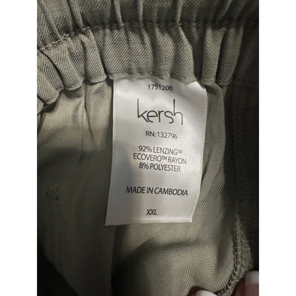 Kersh Drawstring Shorts Women's Size XXL Olive Green Loose 4-inch Summer - Picture 4 of 7
